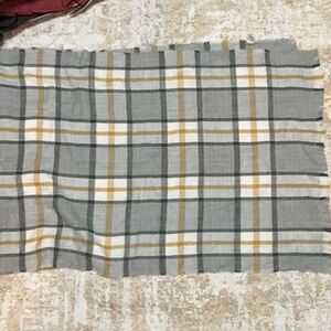 XL Plaid Scarf - Grey, White, Yellow